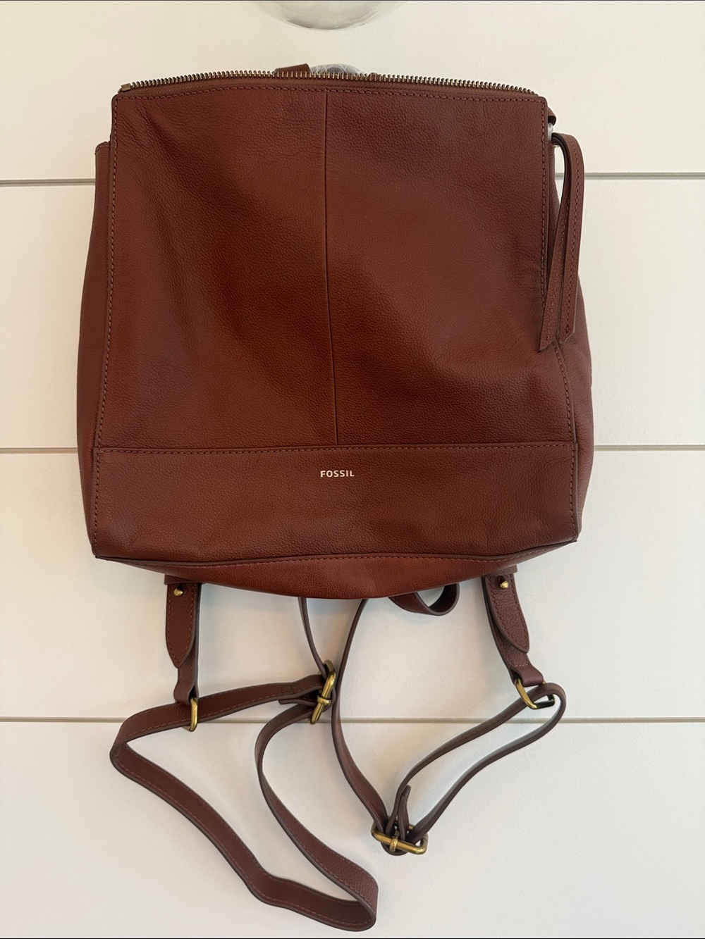 Fossil women’s Leather Backpack in Chestnut Brown